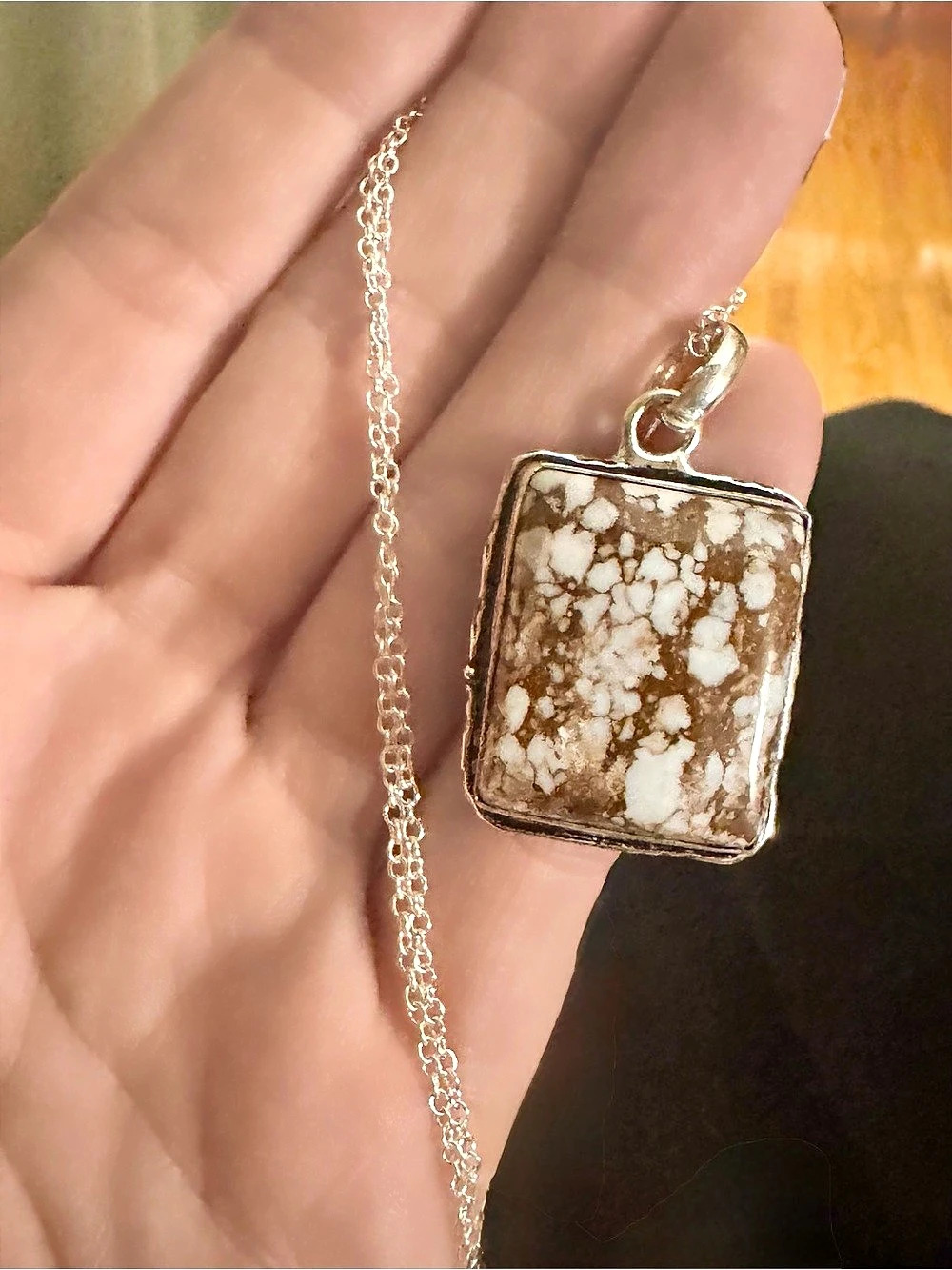 Artisan made silver and white buffalo turquoise necklace